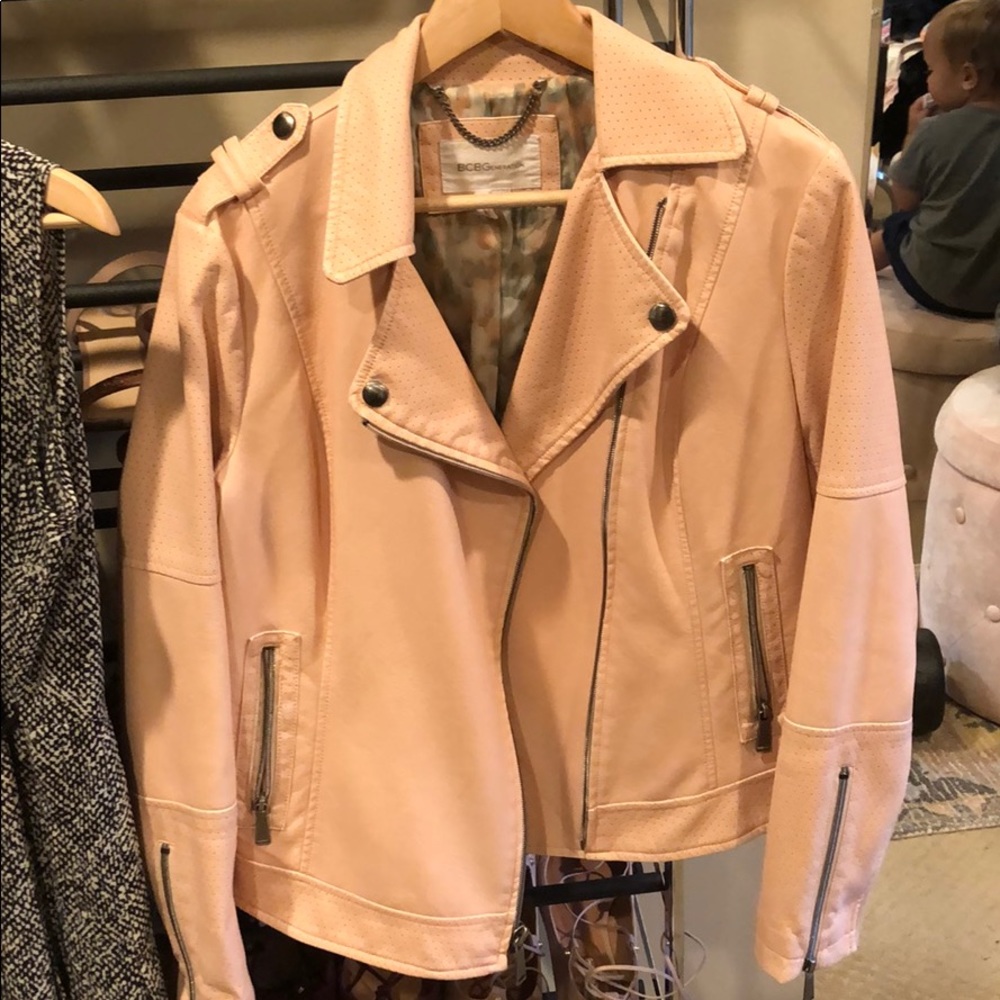 Pink faux leather jacket